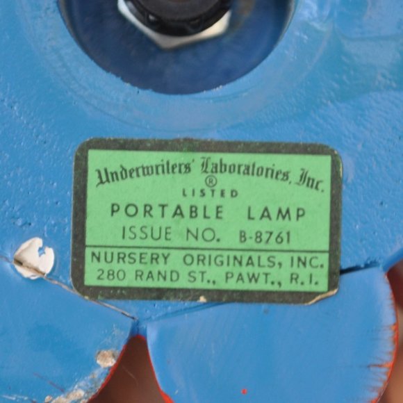 underwriters' laboratories vintage nursery desk light blue wood clown (w582) - Picture 10 of 13